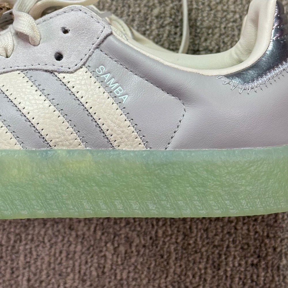 NWT Adidas Sambae W Platform Sneakers Women's 6.5 Grey Silver Mint Translucent - Picture 3 of 13